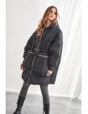 Geaca oversize calduroasa cu gluga, neagra 1537 - Magazin online - Boutique